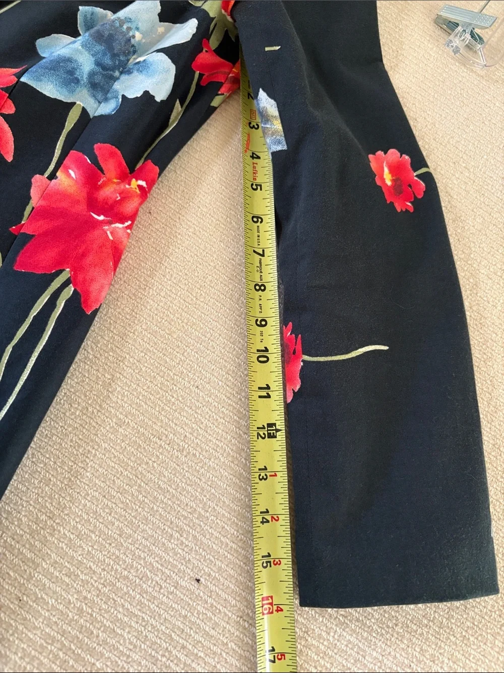Bisou Bisou Women’s Black Blazer with Red & Blue Floral Print